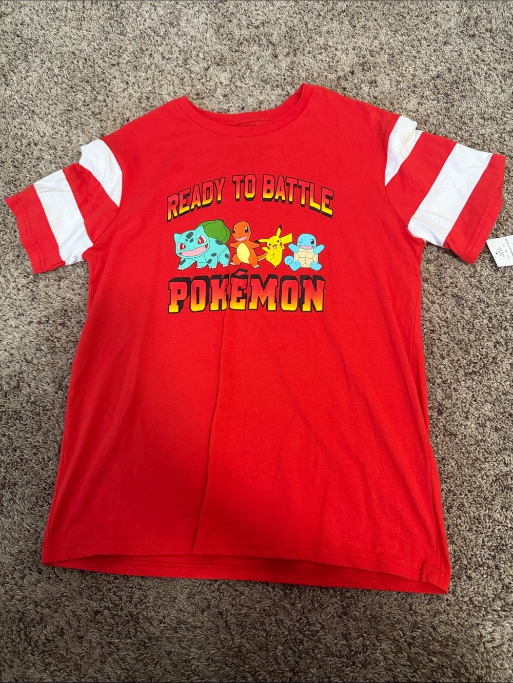 Pokemon Red Short Sleeve Tee with Starter Pokemon Graphic